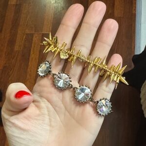 Gold and Silver Spike and Crystal Bracelet